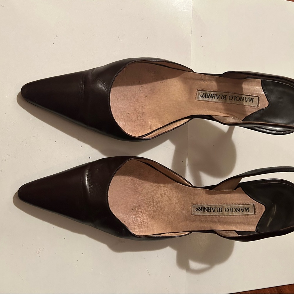 Manolo Blahnik Black Women's Shoes Slingback Pointed toe